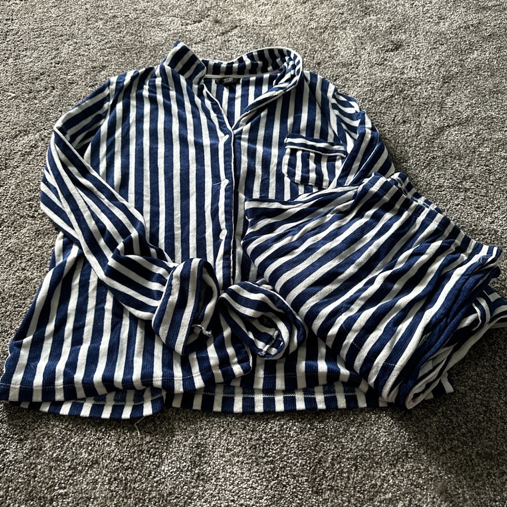 vera wang navy striped pajama set
